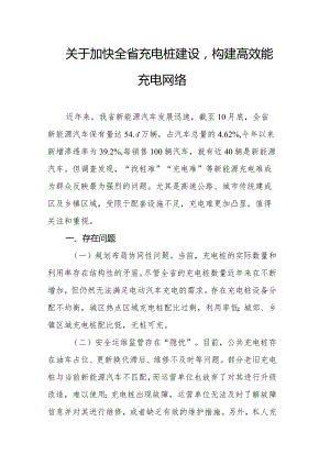 关于加快全省充电桩建设构建高效能充电网络.docx