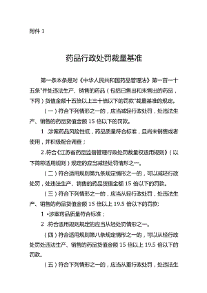 江苏省药品监督管理药品行政处罚裁量基准.docx