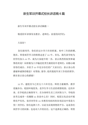 新生军训开幕式校长讲话稿6篇.docx