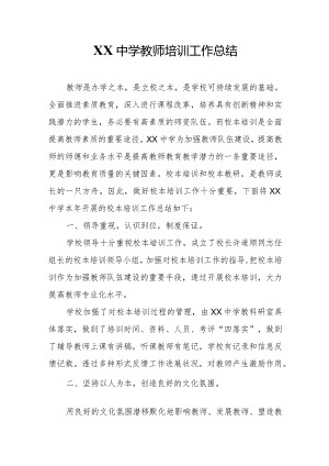 XX中学教师培训工作总结.docx