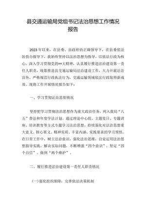 县交通运输局党组书记法治思想工作情况报告.docx