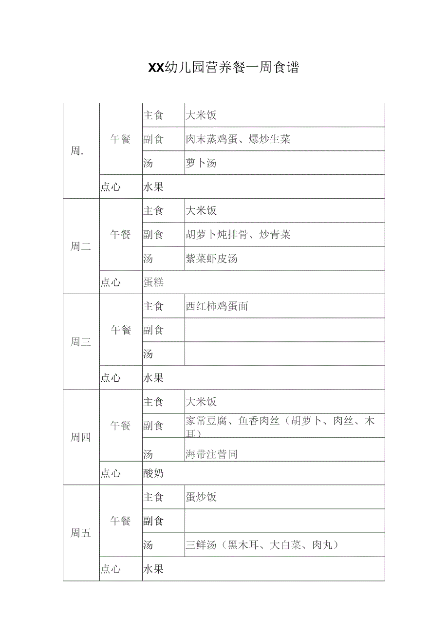 幼儿园营养餐一周食谱.docx_第1页