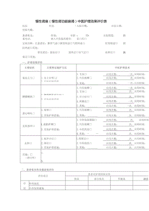 慢性肾衰（慢性肾功能衰竭）中医护理效果评价表.docx