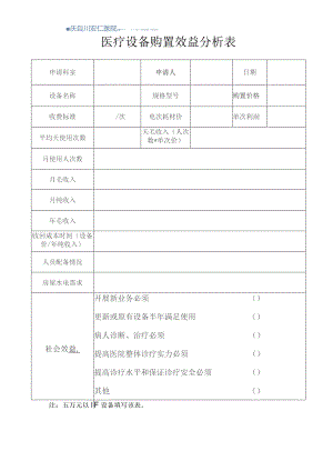 医疗设备购置效益分析表.docx