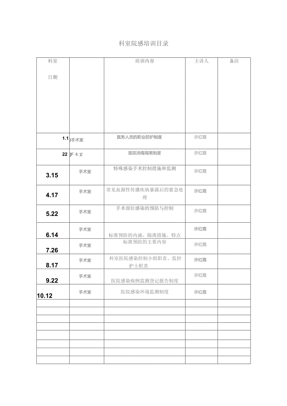 院感培训记录表.docx_第1页