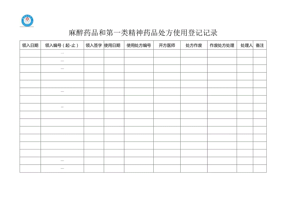 麻醉药品、第一类精神药品处方使用登记记录表.docx_第2页