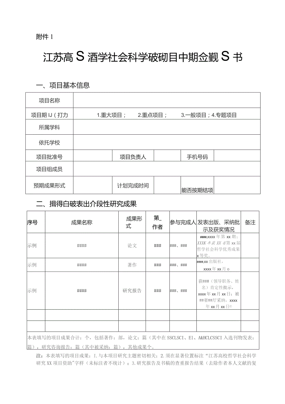 江苏高校哲学社会科学研究项目中期检查报告书、结项报告书、成果鉴定表、重要事项变更申请表.docx_第2页