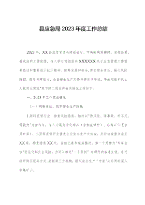 县应急局2023年度工作总结.docx