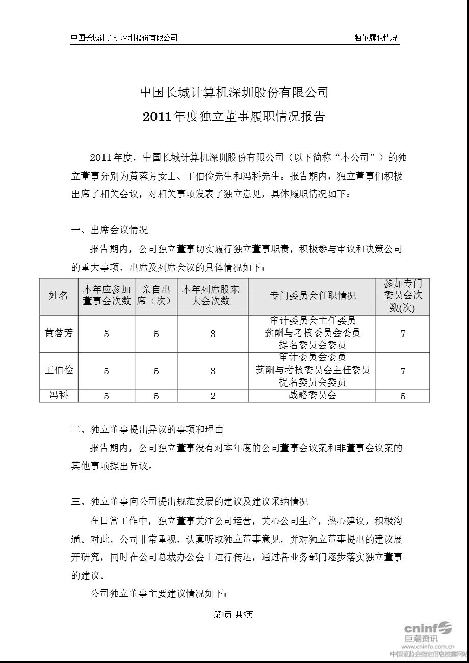 长城电脑：独立董事履职情况报告.ppt_第1页