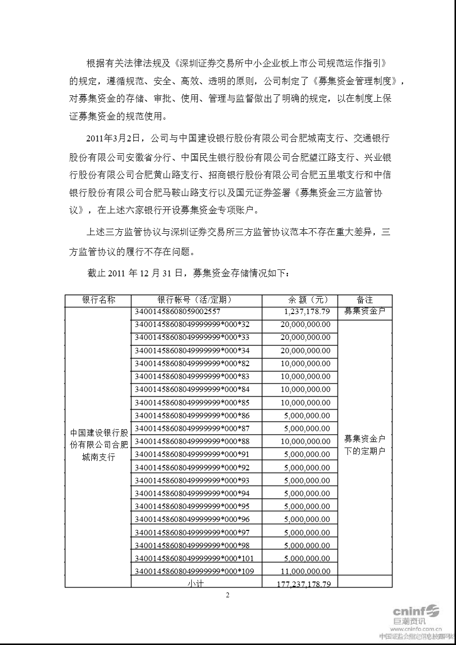 洽洽食品：董事会关于募集资金存放与使用情况的专项报告.ppt_第2页