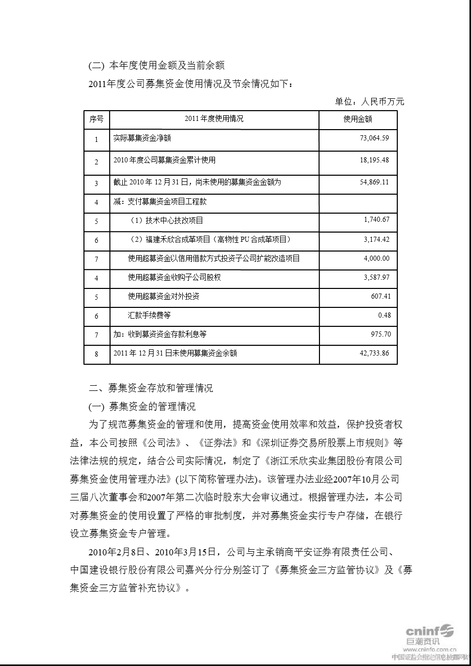 禾欣股份：关于公司募集资金存放与实际使用情况的专项报告.ppt_第2页