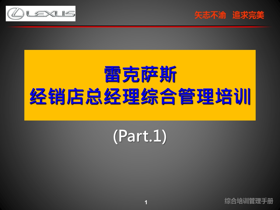 雷克萨斯经销店总经理综合管理培训Part.1177页.ppt_第1页