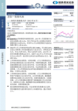 投资银行与经纪行业券商月度数据点评：忽如一夜风来130219.ppt