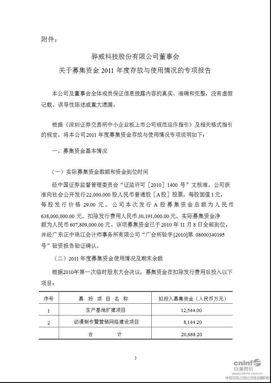 骅威股份：关于公司募集资金存放与使用情况的鉴证报告.ppt_第3页