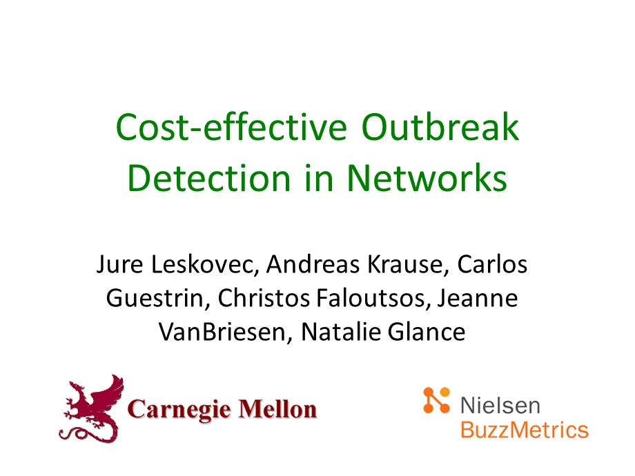 LESKOVEC, Jure et al. () Costeffective Outbreak Detection in Networks PPT.ppt_第1页