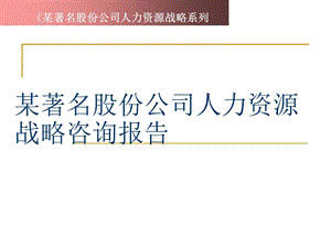 某著名股份公司人力资源战略咨询报告.ppt