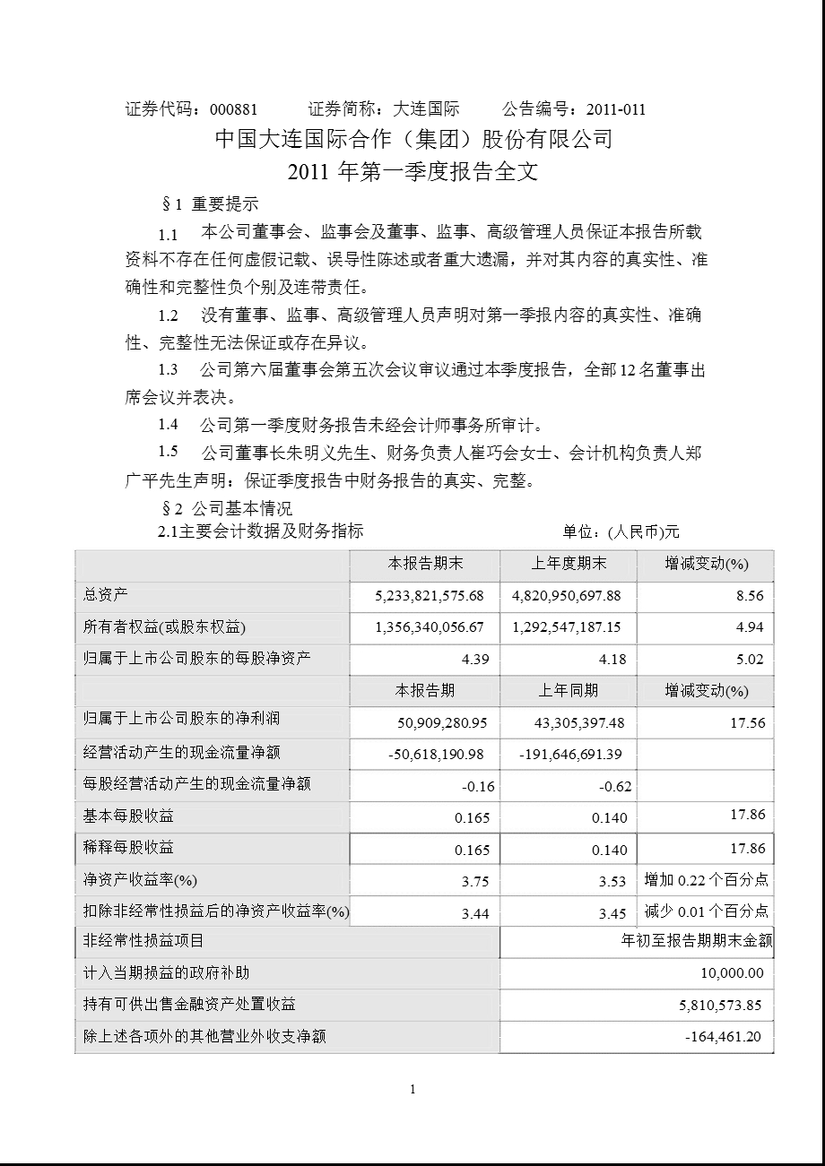 大连国际：第一季度报告全文.ppt_第1页