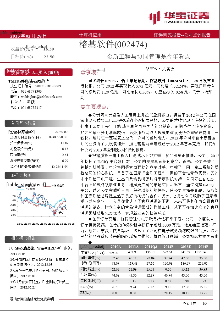 榕基软件(002474)公司点评报告：金质工程与协同管理是今看点130228.ppt_第1页