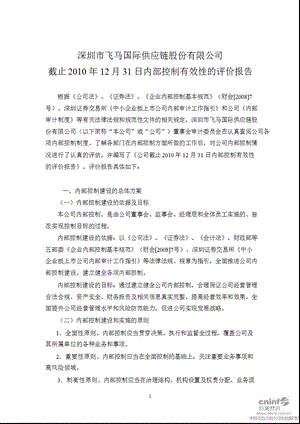 飞马国际：截止12月31日内部控制有效性的评价报告.ppt