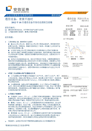 10月通信设备市场动态跟踪及前瞻：青黄不接时1102.ppt