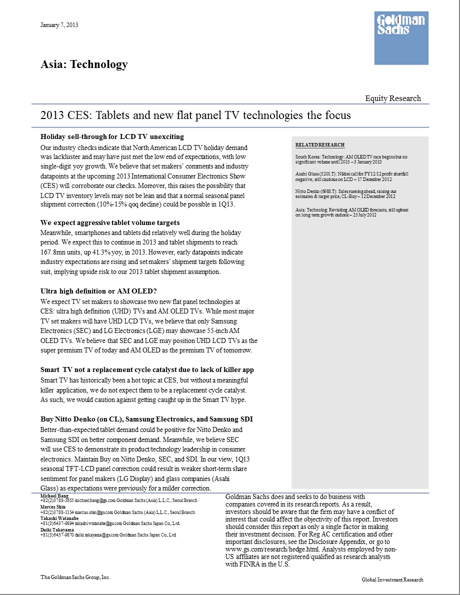 ASIA：TECHNOLOGY：CES：TABLETSANDNEWFLATPANELTVTECHNOLOGIESTHEFOCUS0107.ppt_第1页