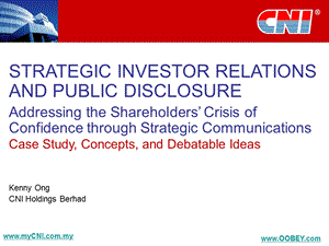 STRATEGIC INVESTOR RELATIONS AND PUBLIC DISCLOSURE.ppt