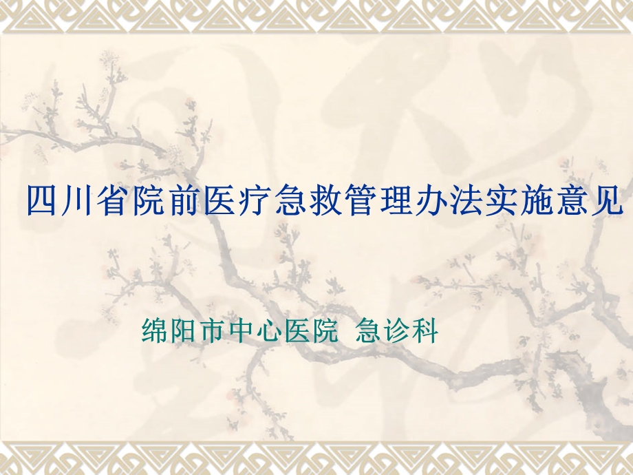 四川省院前医疗急救管理办法实施意见 .ppt_第1页