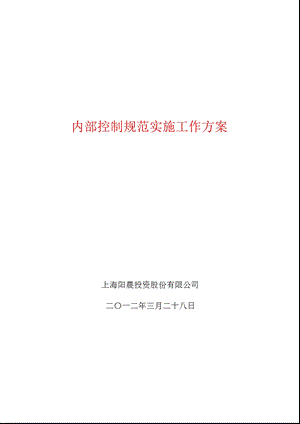 900935 阳晨B股内部控制规范实施工作方案.ppt