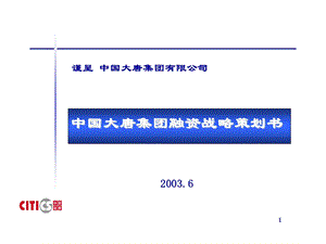 中信证券：中国大唐集团融资战略策划书.ppt