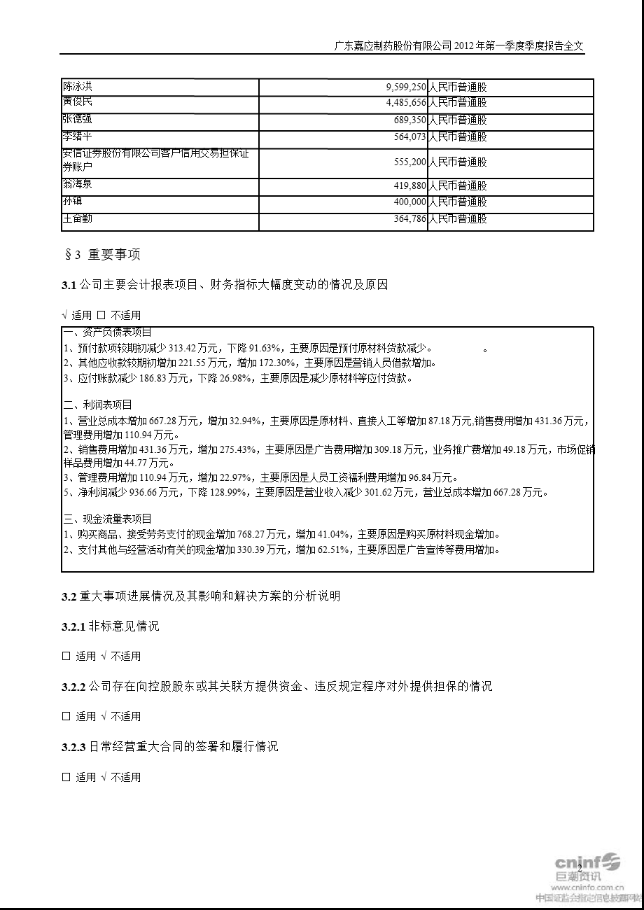 嘉应制药：第一季度报告全文.ppt_第2页