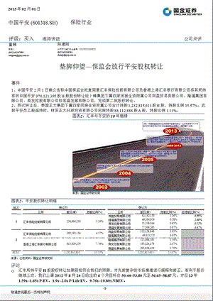 中国平安(601318)垫脚仰望：保监会放行平安股权转让130201.ppt