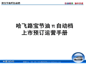 哈飞路宝节油π自动档上市预订运营手册.ppt