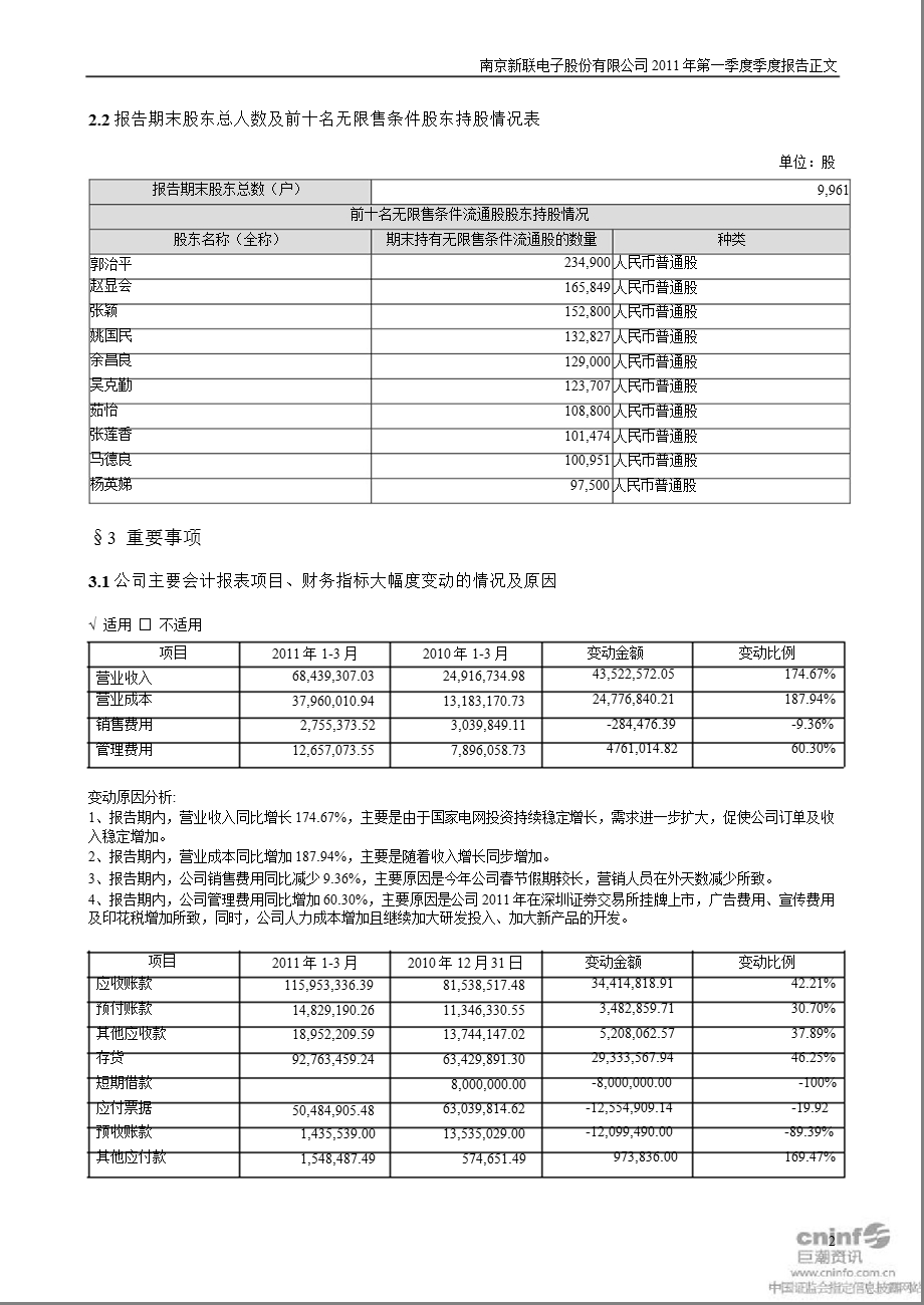 新联电子：第一季度报告正文.ppt_第2页