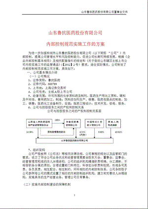 600789 鲁抗医药内部控制规范实施工作的方案.ppt