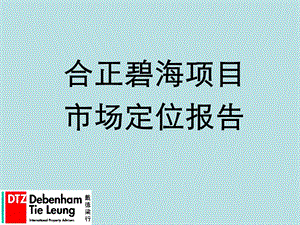 戴德梁行深圳合正碧海项目市场定位报告.ppt