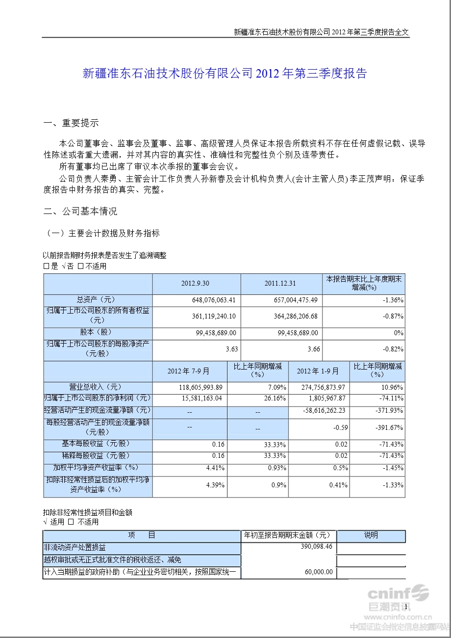 准油股份：第三季度报告全文.ppt_第1页