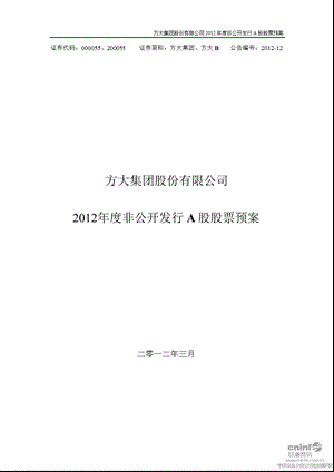 方大集团：非公开发行A股股票预案.ppt