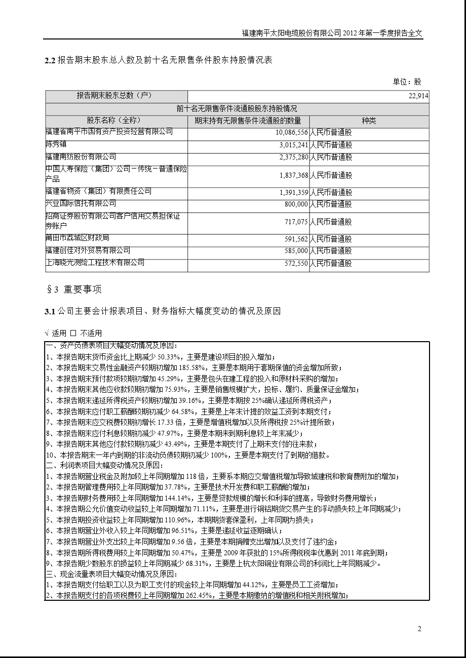 太阳电缆：第一季度报告全文.ppt_第2页