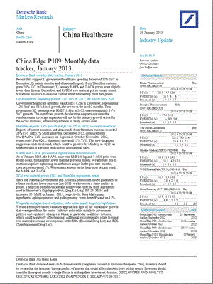 CHINAHEALTHCARE：CHINAEDGEP109：MONTHLYDATATRACKERJANUARY0131.ppt