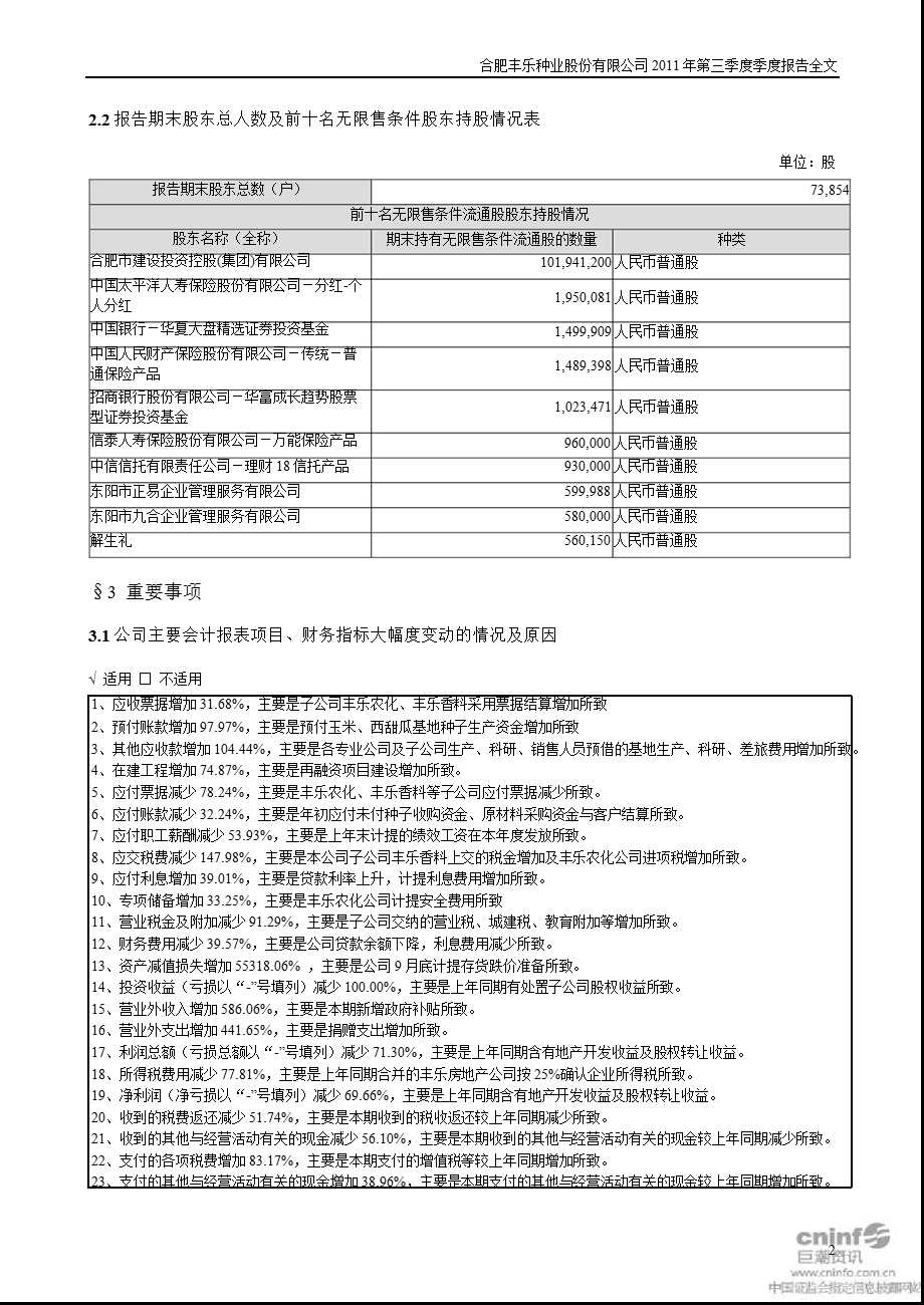 丰乐种业：第三季度报告全文.ppt_第2页