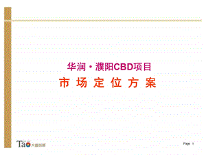 华润·濮阳CBD项目市场定位方案.ppt