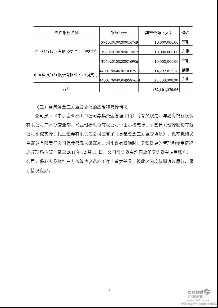 达华智能：募集资金2011年度存放与使用情况的专项报告.ppt_第3页