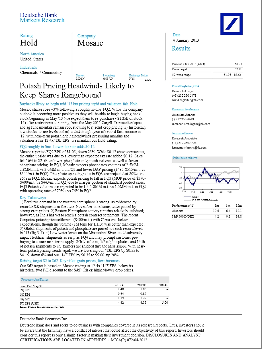 MOSAIC(MOS.N)：POTASHPRICINGHEADWINDSLIKELYTOKEEPSHARESRANGEBOUND0109.ppt_第1页