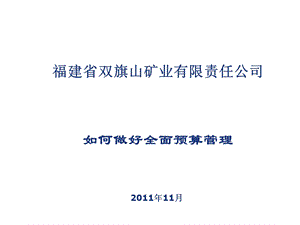 福建省双旗山矿业有限责任公司如何做好全面预算管理.ppt