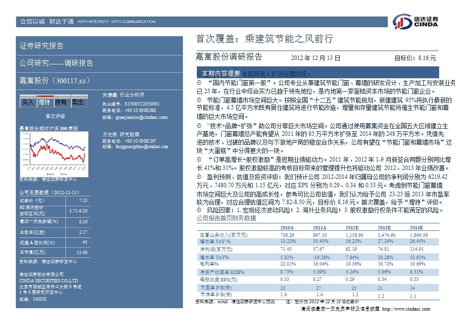 嘉寓股份(300117)深度报告：首次覆盖：乘建筑节能之风前行1214.ppt_第2页