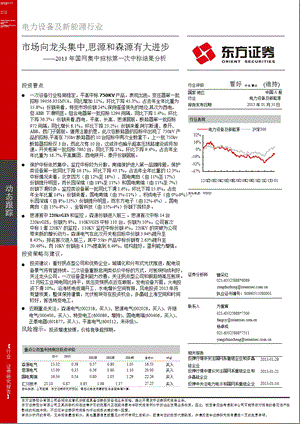 2013年国网集中招标第一次中标结果分析：市场向龙头集中_思源和森源有大进步-2013-01-31.ppt