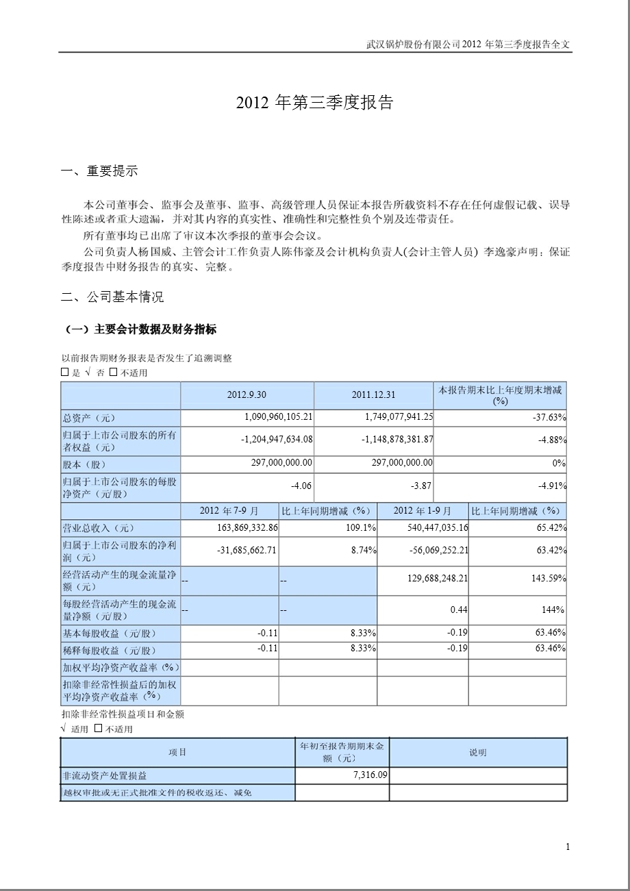 ST武锅B：第三季度报告全文.ppt_第1页