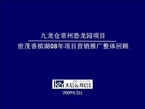 九龙仓常州恐龙园项目世茂香槟湖08营销推广整体回顾.ppt