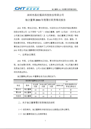 昌红科技：独立董事履行职责情况报告.ppt