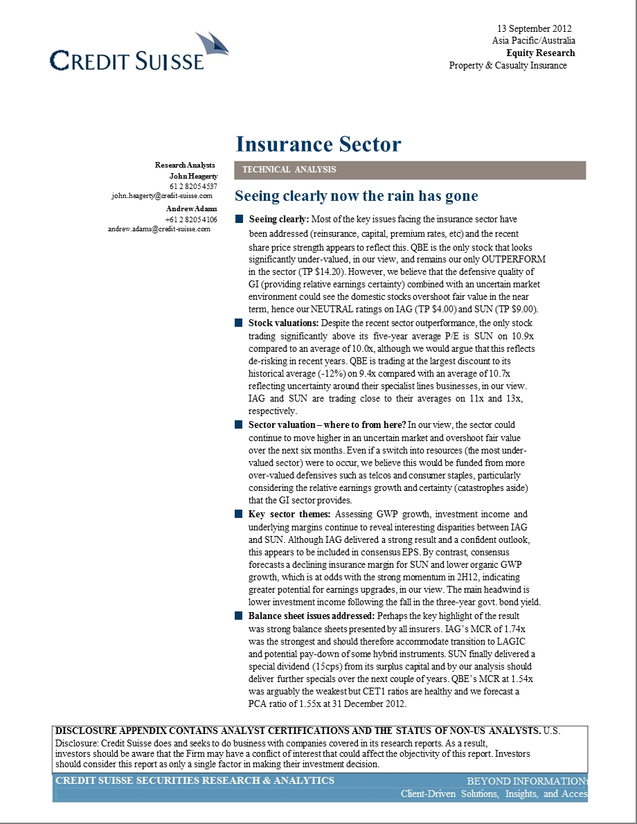 INSURANCESECTOR：SEEINGCLEARLYNOWTHERAINHASGONE0917.ppt_第1页